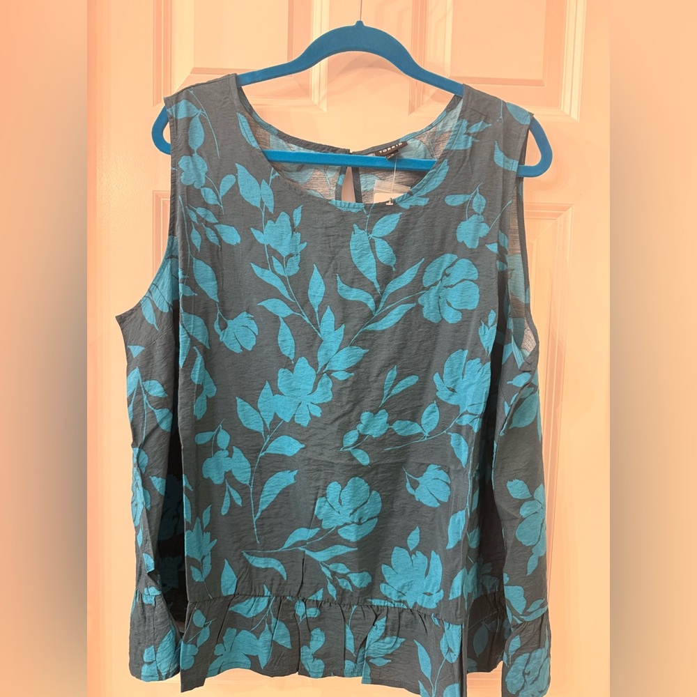 torrid Teal Floral Sleeveless Tank on Charcoal